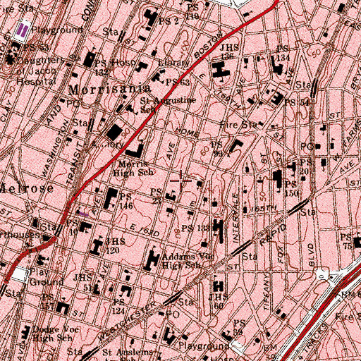 Topographic Map of Basil Behagen Playground, NY