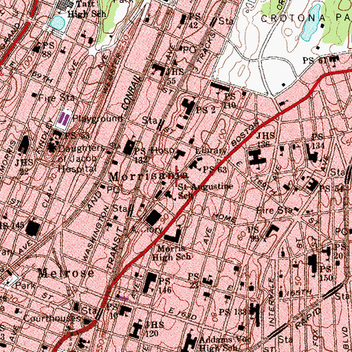 Topographic Map of Hines Park, NY