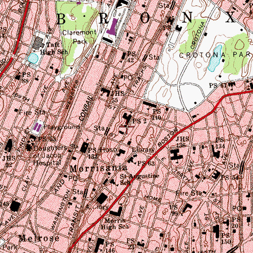 Topographic Map of Drew Playground, NY
