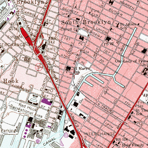 Topographic Map of Saint Mary's Playground, NY