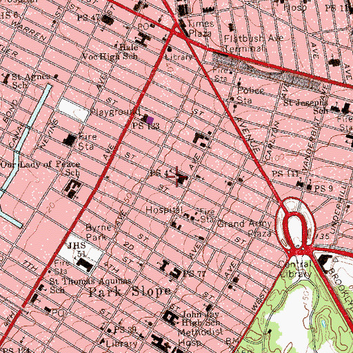Topographic Map of Park Slope Playground, NY