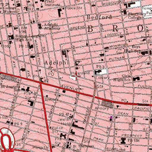 Topographic Map of Crispus Attucks Playground, NY