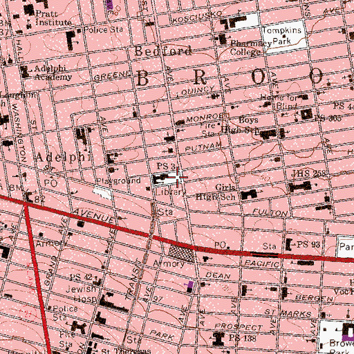 Topographic Map of Hancock Playground, NY