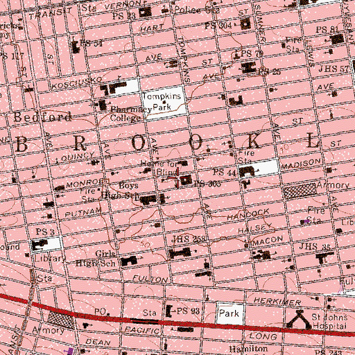 Topographic Map of Hattie Carthan Playground, NY