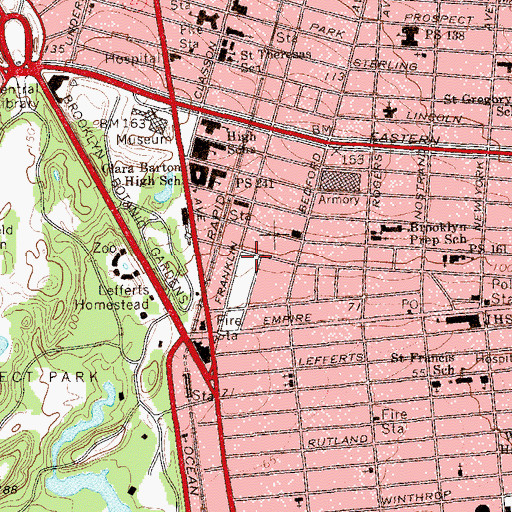 Topographic Map of Jackie Robinson Playground, NY