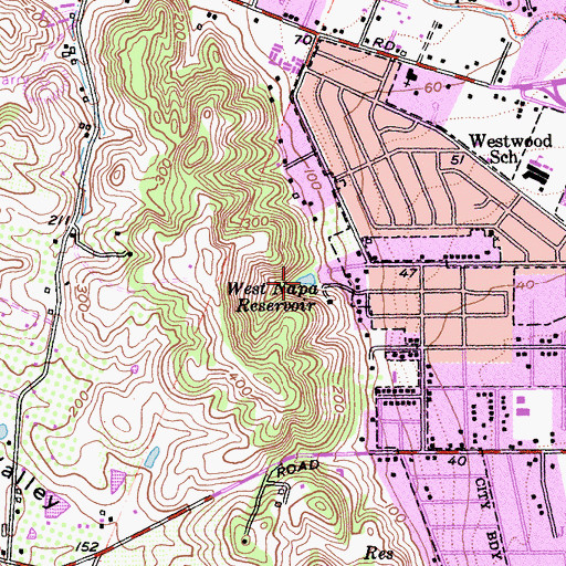 Topographic Map of West Napa Reservoir, CA