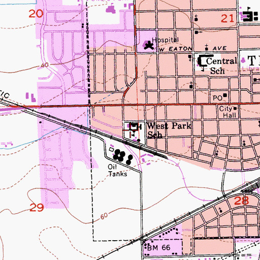 Topographic Map of West Park Elementary School, CA