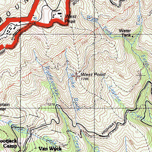 Topographic Map of West Point, CA
