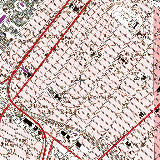 Topographic Map of Rainbow Playground, NY