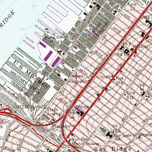 Topographic Map of Martin Luther Playground, NY
