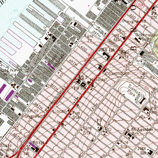 Topographic Map of Public School 1 Playground, NY