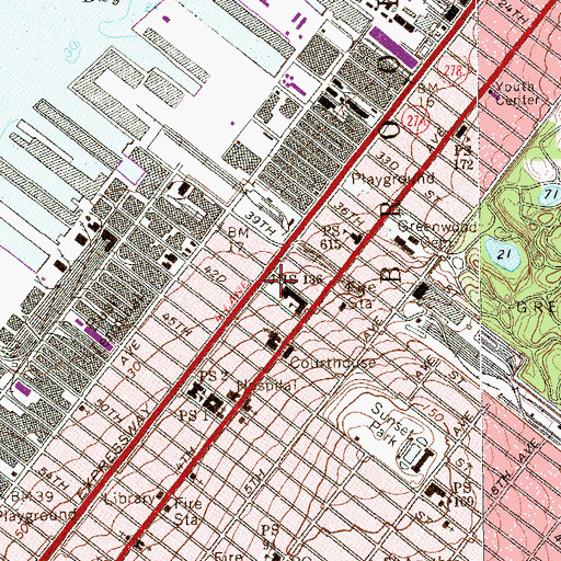 Topographic Map of Playground Three Forty, NY