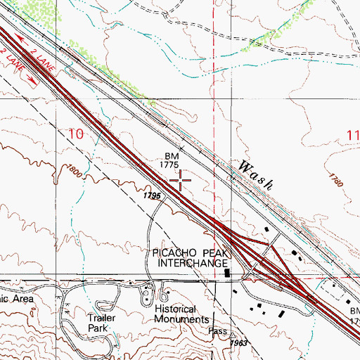 Topographic Map of Mormon Trail Historical Marker, AZ