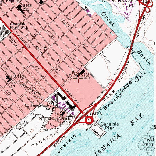 Topographic Map of Bayview Playground, NY
