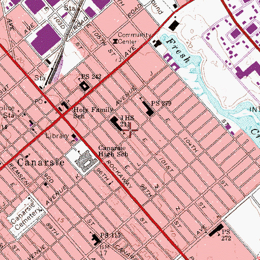 Topographic Map of Wilson Playground, NY