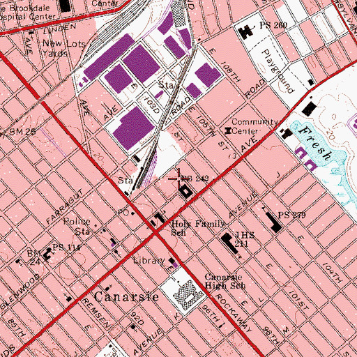 Topographic Map of Onehundred Percent Playground, NY