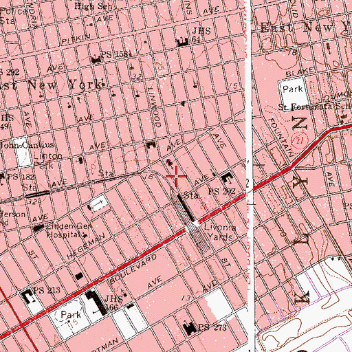 Topographic Map of Linwood Playground, NY