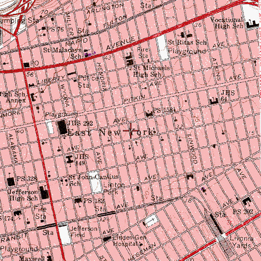 Topographic Map of Sutter Avenue Ballfield, NY