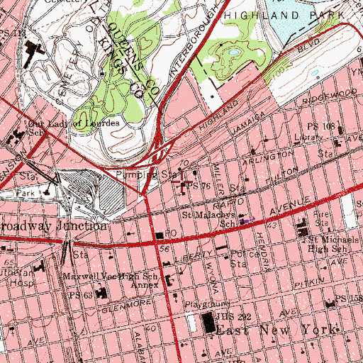 Topographic Map of George Walker Junior Playground, NY