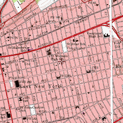 Topographic Map of Public School 4 Paradise Garden, NY