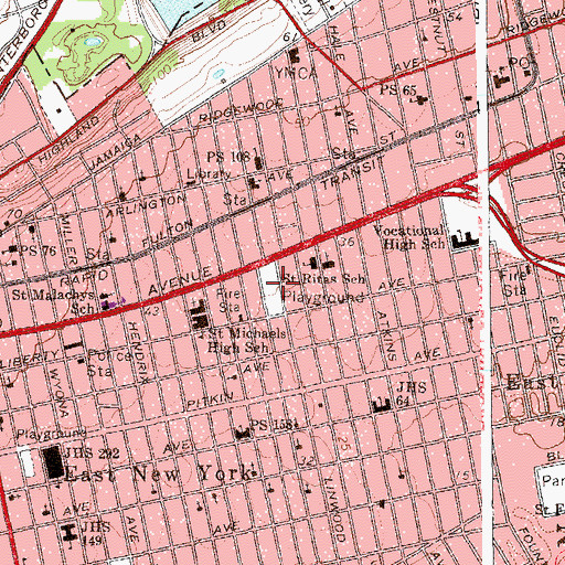 Topographic Map of Sperandeo Brothers Playground, NY