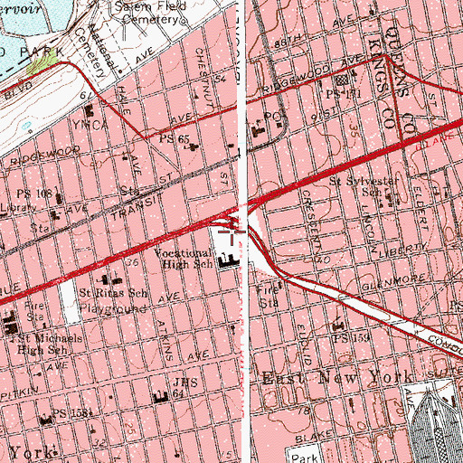 Topographic Map of City Line Park, NY