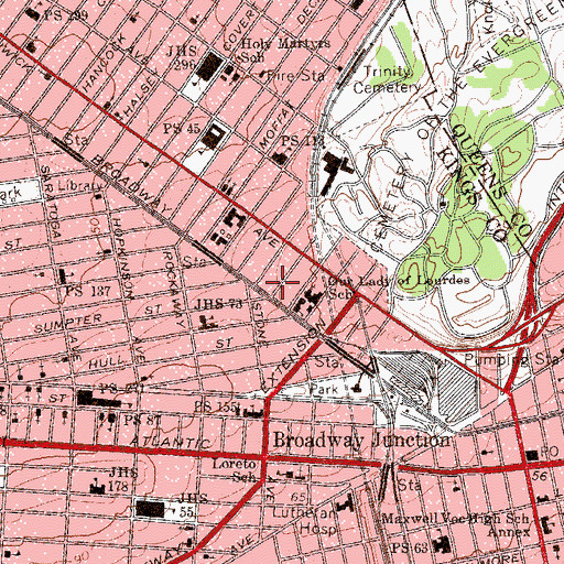 Topographic Map of Boyland Park, NY