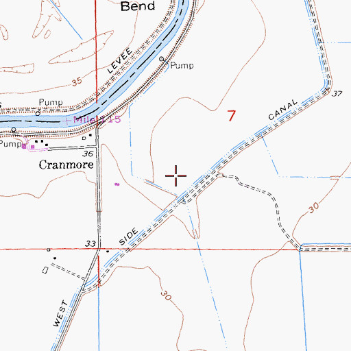 Topographic Map of West Side Canal, CA