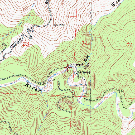 Topographic Map of West Side Creek, CA