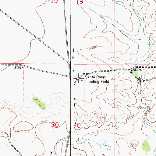 Topographic Map of Santa Rosa Landing Field (historical), NM