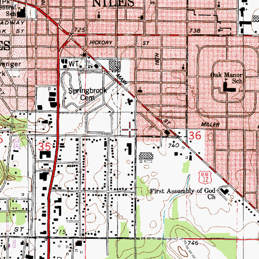 Topographic Map of Southside Park, MI