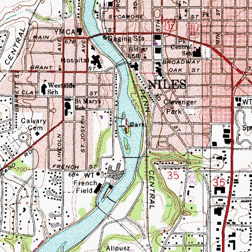 Topographic Map of Island Park, MI