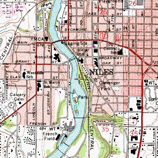 Topographic Map of Riverfront Park, MI