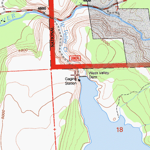 Topographic Map of West Valley Dam, CA