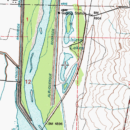 Topographic Map of Isleta Lakes, NM