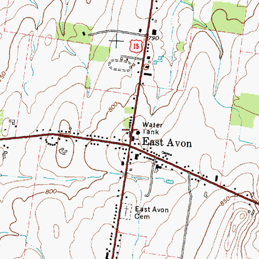 Topographic Map of East Avon Community Hall, NY