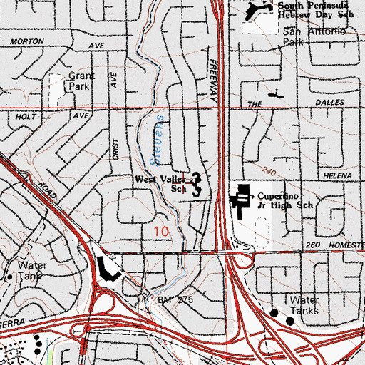 Topographic Map of West Valley Elementary School, CA