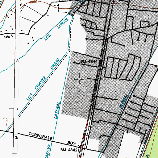 Topographic Map of Daniel Fernandez Memorial Park, NM