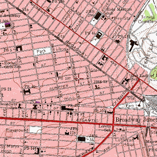 Topographic Map of Marion-Hopkinson Playground, NY