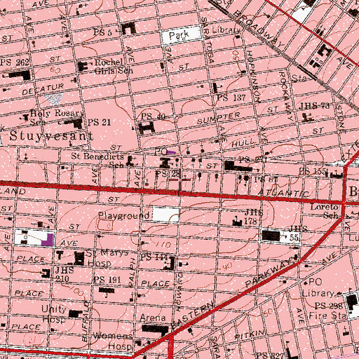 Topographic Map of Weeksville Playground, NY