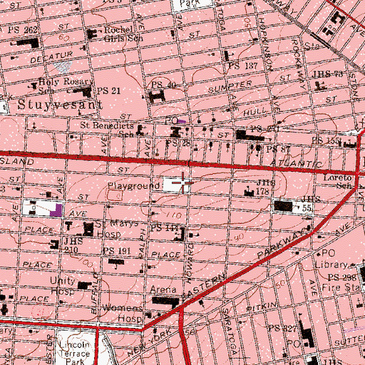 Topographic Map of Pacific Playground, NY