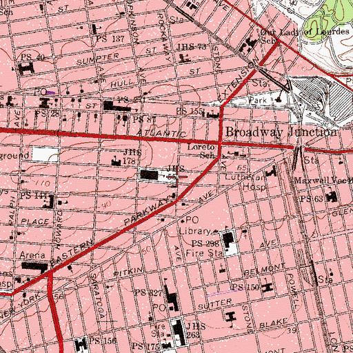 Topographic Map of Ocean Hill Playground, NY