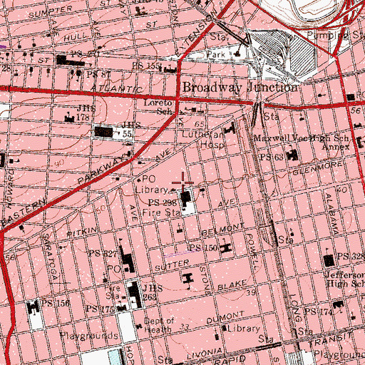 Topographic Map of Howard Playground, NY