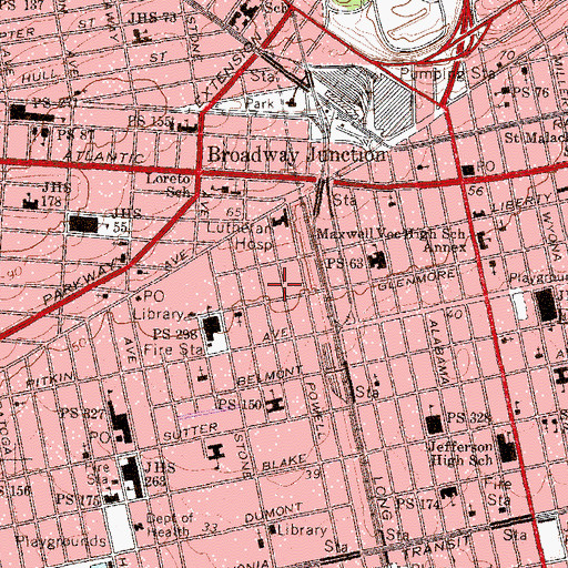 Topographic Map of Houston Playground, NY