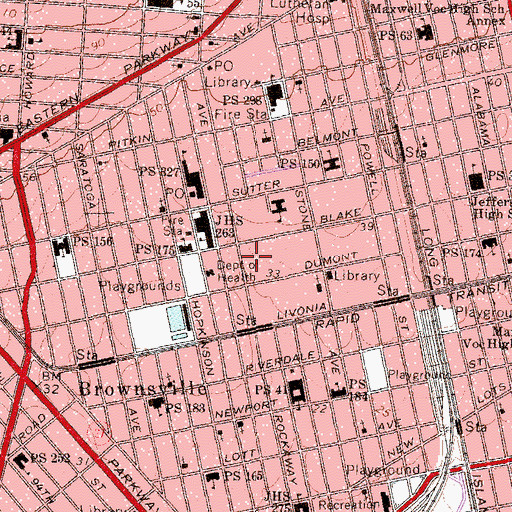 Topographic Map of Public School 125 Playground, NY