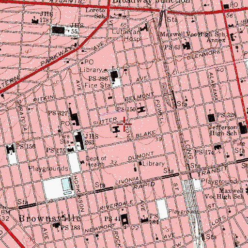 Topographic Map of Doctor Richard Greene Playground, NY