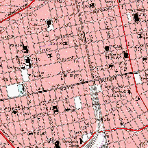 Topographic Map of Van Dyke Playground, NY