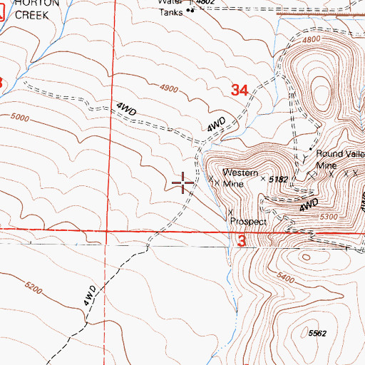 Topographic Map of Western Mine, CA