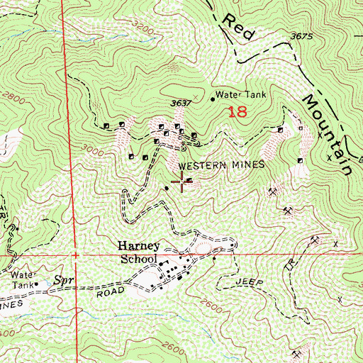 Topographic Map of Western Mines, CA