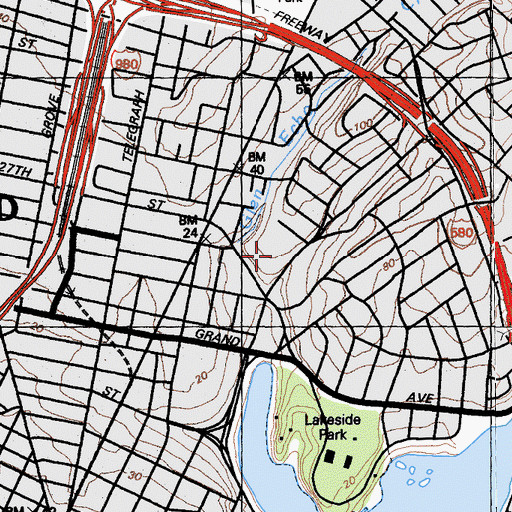 Topographic Map of Westlake Middle School, CA